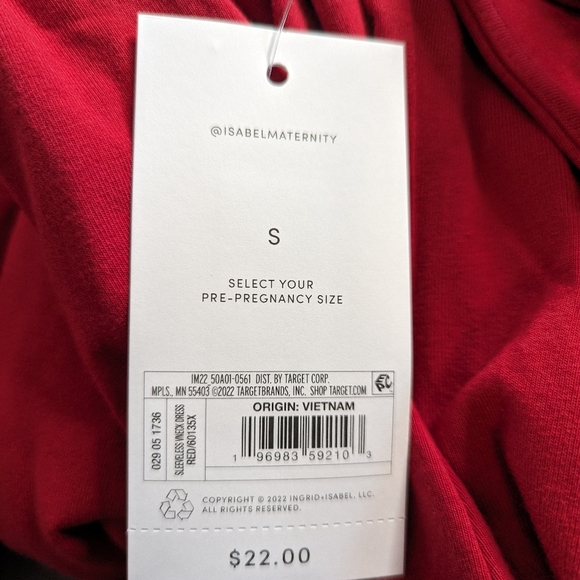 Isabel Maternity Bodycon V-Neck Maternity Dress Red - Picture 8 of 8